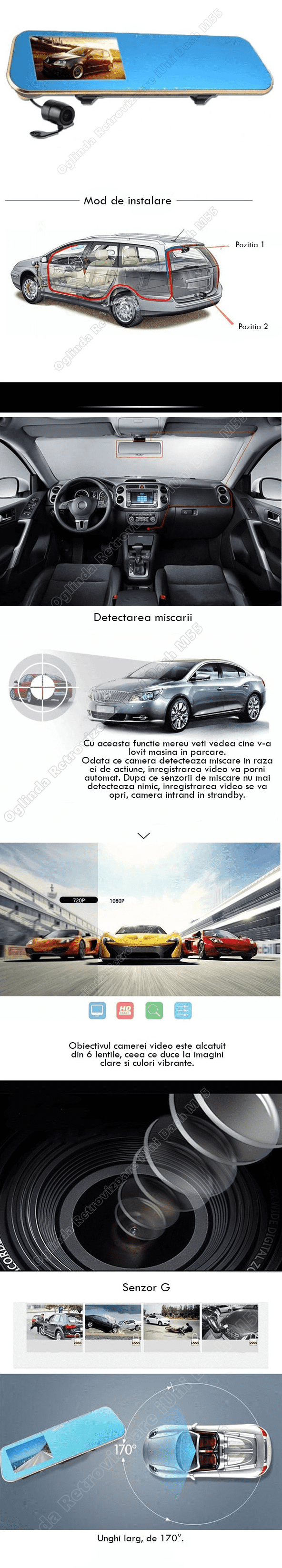 Prezentare generala oglinda retrovizoare umeline Dash M55