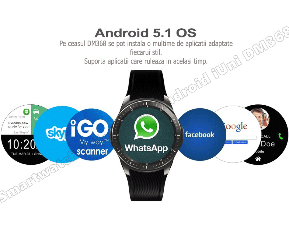 Smartwatch Telefon cu Android umeline DM368 WIFI, 3G, GPS-6